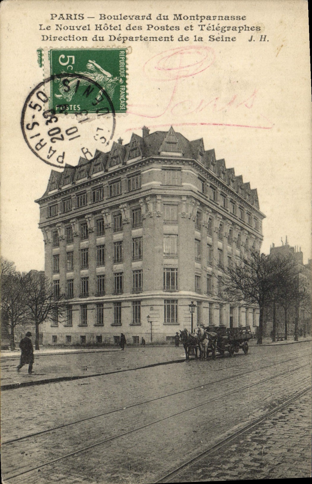 CPA Paris Boulevard Du Montparnasse Le Nouvel Hotel Des Postes Et Telegraphes Direction du departement de la Seine 