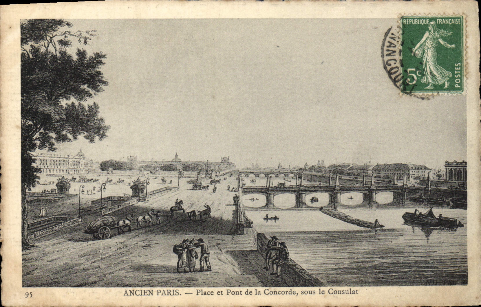 CPA Ancien Paris Place Et Pont De La Concorde Sous Le Consulat