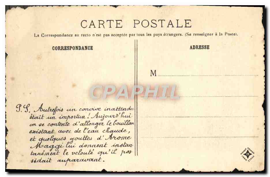 CPA Vieux Paris Hotel De Sens Rue De l'Hotel De Ville Publicite Maggi — Rückseite