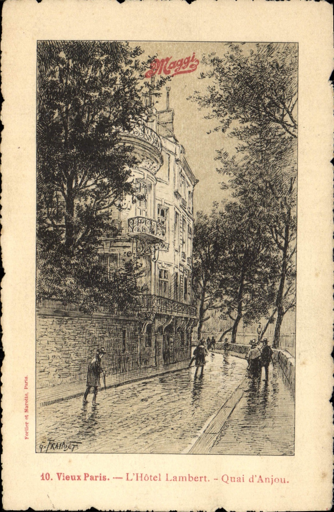 CPA Vieux Paris L'Hotel Lambert Quai D'Anjou Publicite Maggi