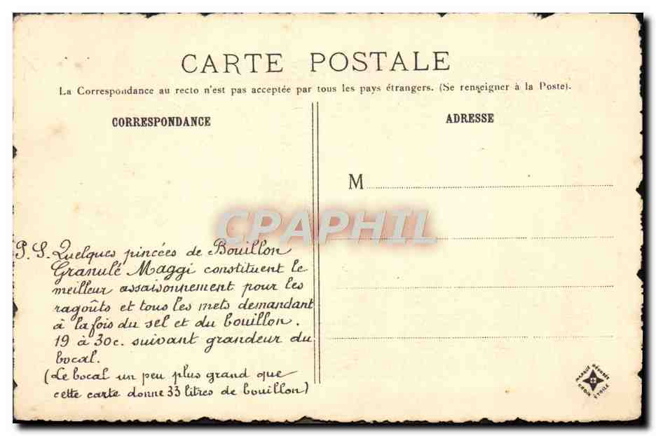 CPA Vieux Paris L'Hotel Lambert Quai D'Anjou Publicite Maggi — Rückseite