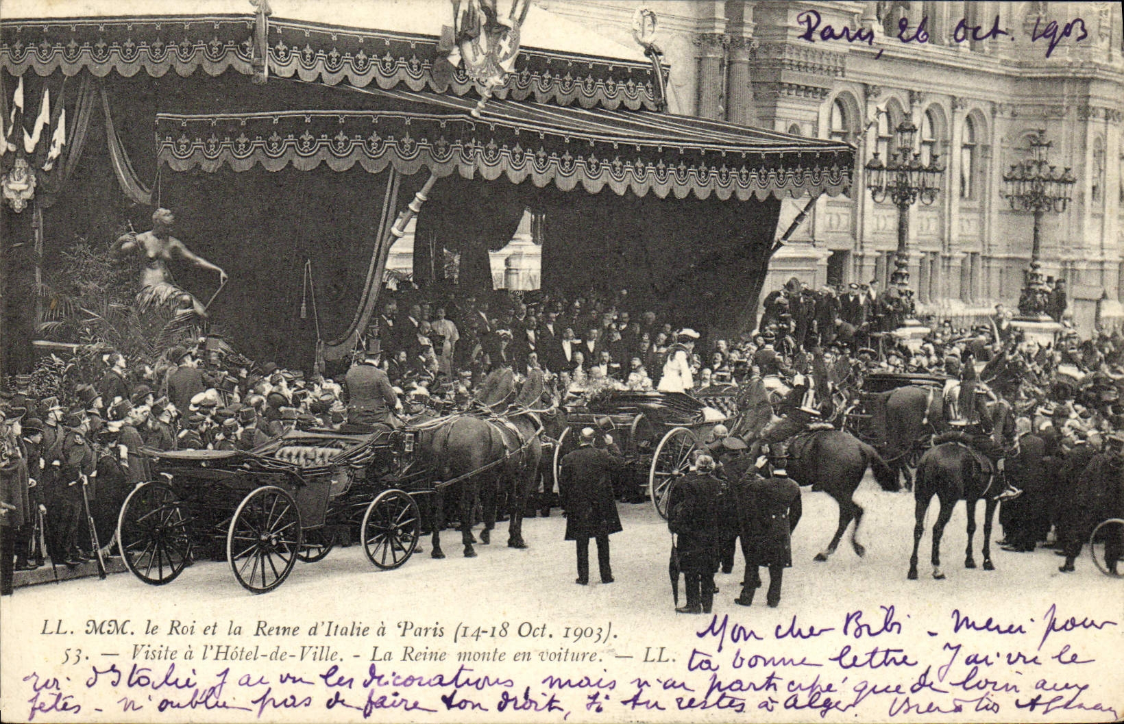 Visite du Roi et de la Reine d'Italie à Paris — 14-18 Oct. 1903 — LL. M.M. — Éditeur LL. M.M. n° 53
