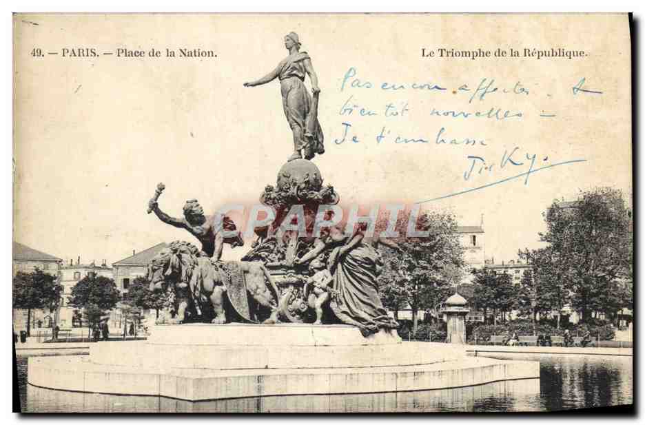 CPA Paris Place De La Nation Le Trimophe De La Republique