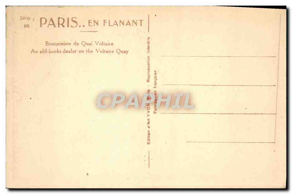 CPA Paris En Flanant Bouquiniste Du Quai Voltaire — Rückseite