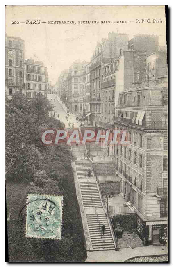 CPA Paris Montmartre Escaliers Sainte Marie