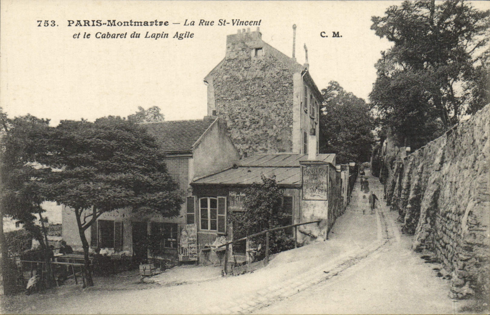 CPA Paris Montmartre La Rue St Vincent Et Le Cabaret Du Lapin Agile