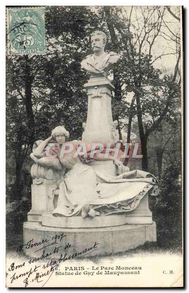 CPA Paris Le Parc Monceau Statue De Guy De Maupassant