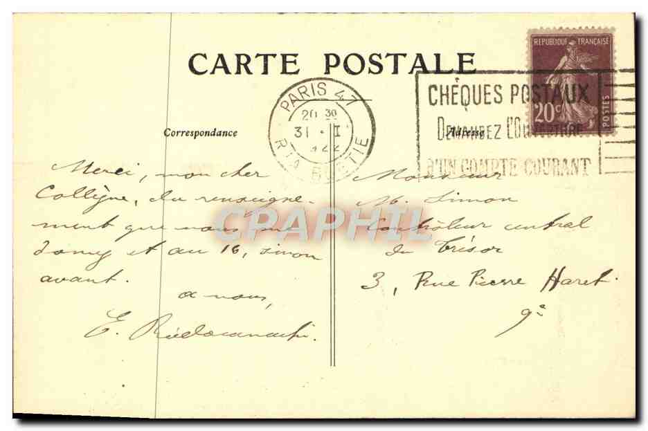 CPA Paris Eglise St pierre Montmartre — Rückseite