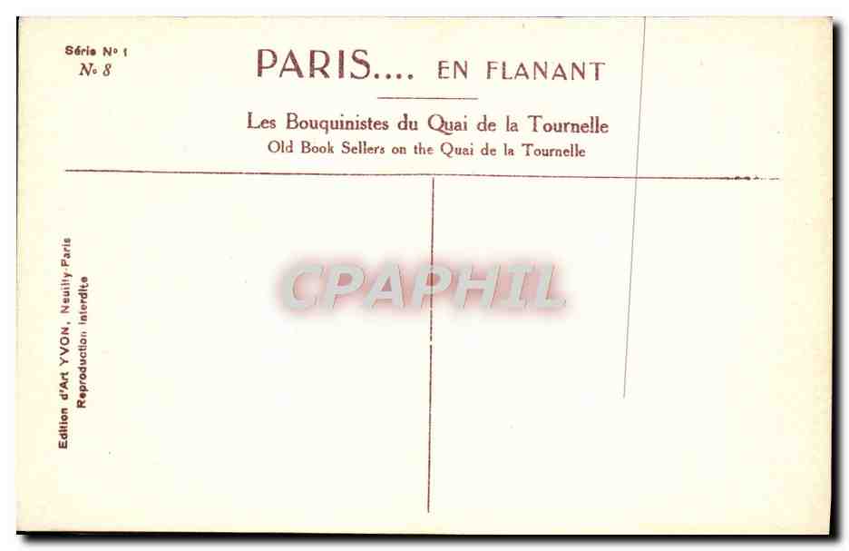 CPA Paris En Flanant Les Bouquinistes Du Quai De La Tournelle Bouquiniste — Rückseite