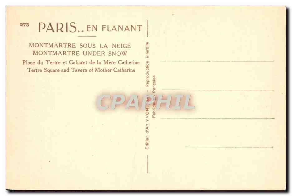 CPA Paris En Flanant Montmartre Sous La Neige  — Rückseite
