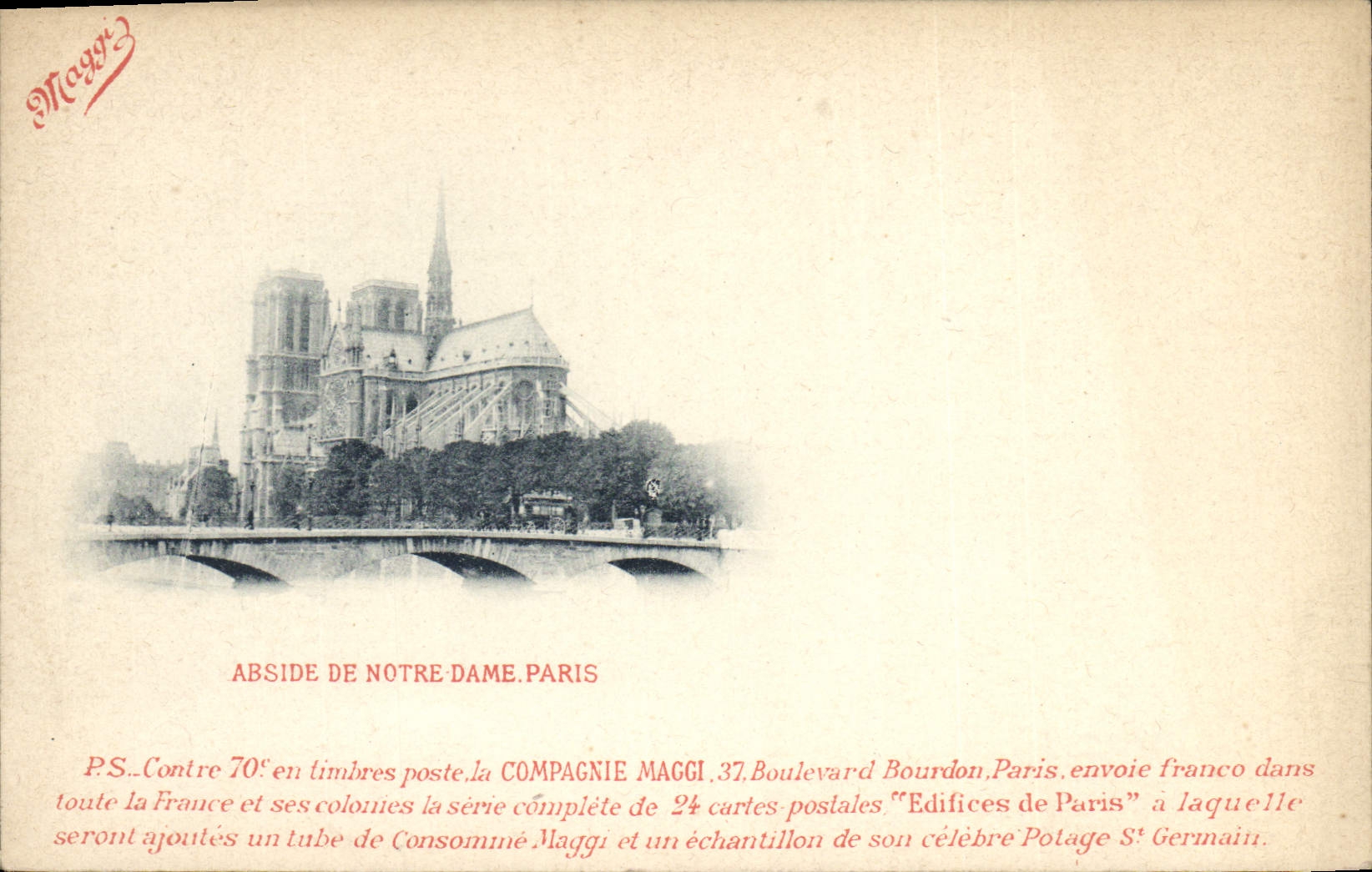 CPA Abside De Notre Dame Paris Publicite Maggi