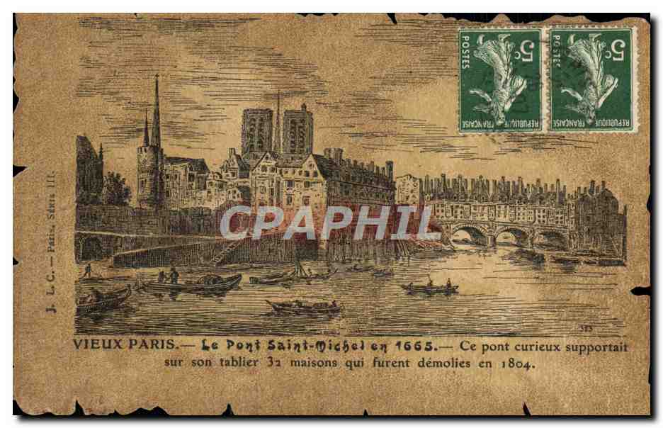 CPA Vieux Paris Le Pont Saint Michel en 1665
