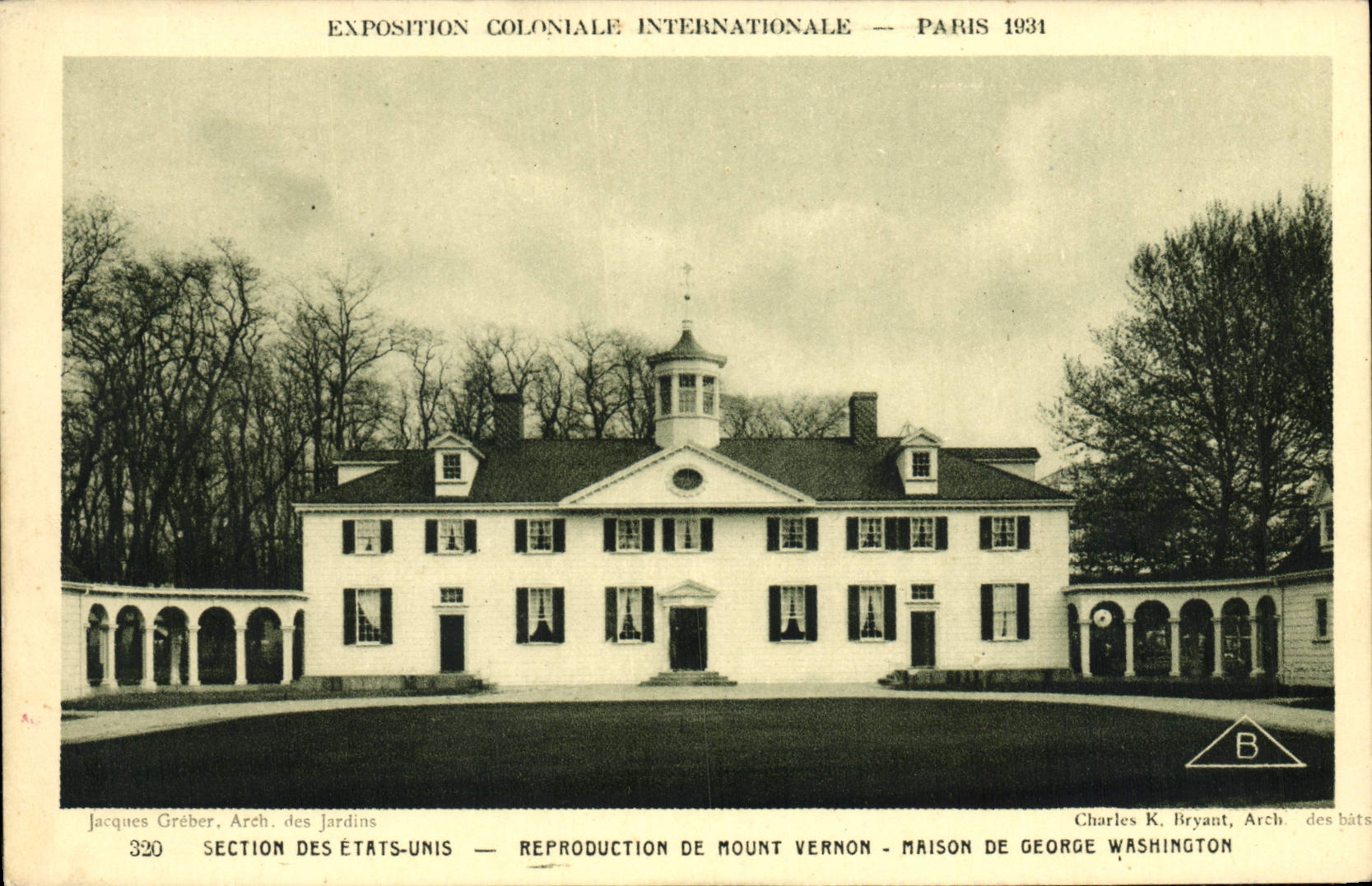 CPA Exposition Internationale Paris 1931 Section Des Etats Unis Reproduction De Mount Vernon Maison de George Washington