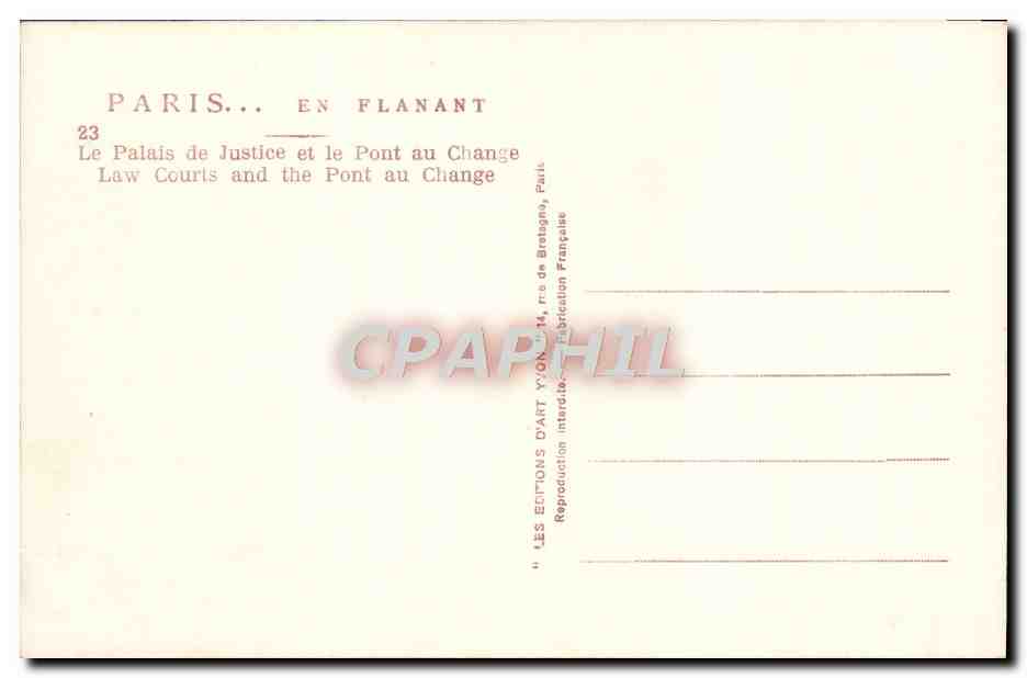 CPA Paris En Flanant Le Palais De Justice Et Le Pont Au Change — Rückseite
