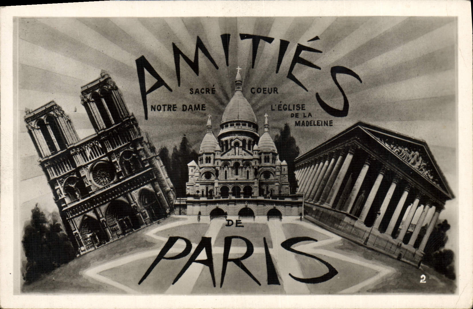 Notre-Dame, Sacré-Cœur, L'Église de la Madeleine — Amitiés de Paris — Éditeur E.M. 2
