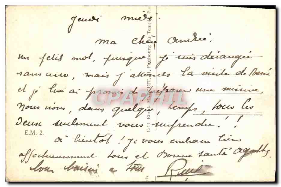 Notre-Dame, Sacré-Cœur, L'Église de la Madeleine — Amitiés de Paris — Éditeur E.M. 2 — Rückseite