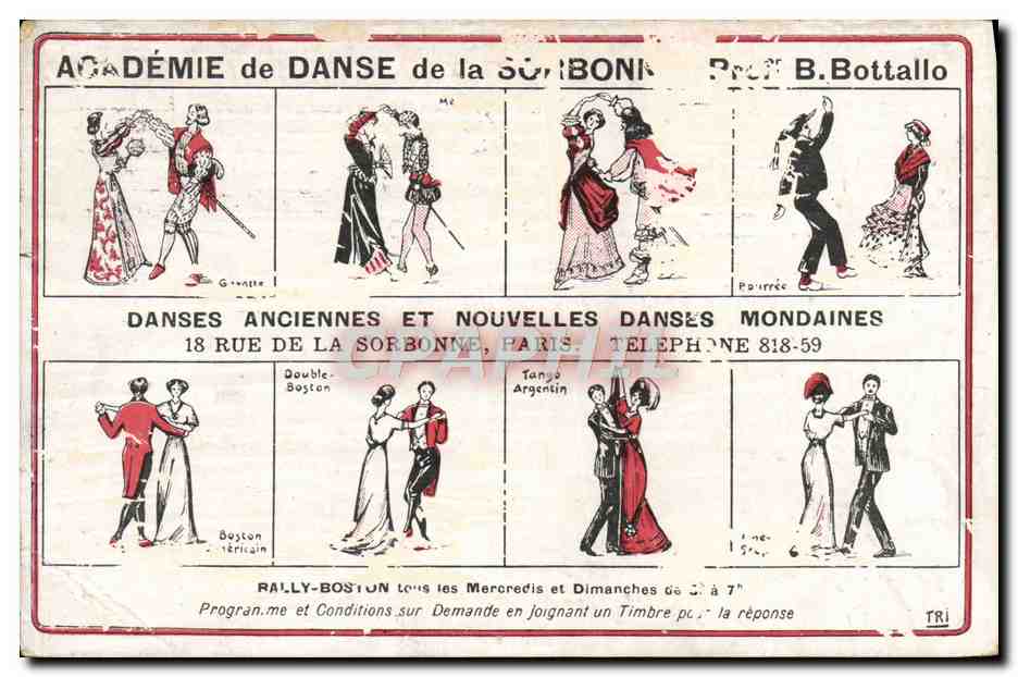 CPA Danses Anmciennes Et Nouvelles Danses Mondaines Rue De La Sorbonne Paris