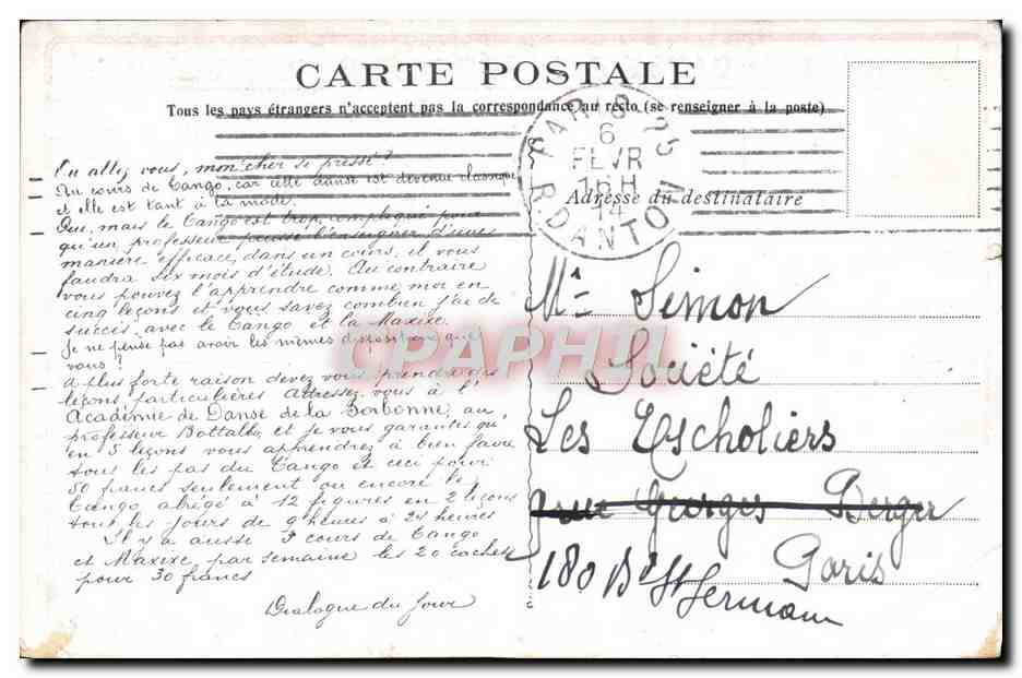 CPA Danses Anmciennes Et Nouvelles Danses Mondaines Rue De La Sorbonne Paris — Reverso