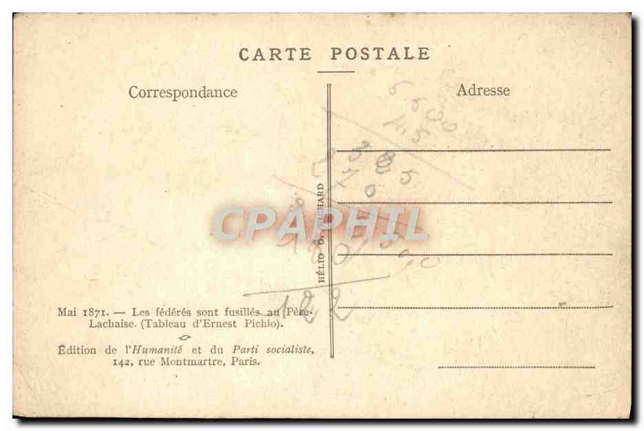CPA Documents historiques Paris La Commune  — Rückseite