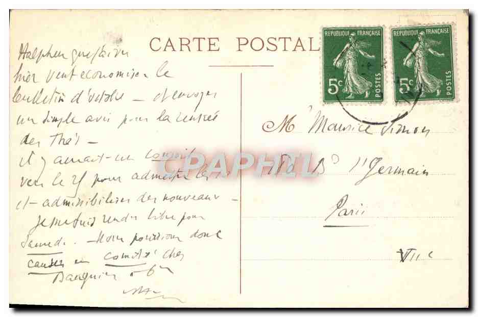 Hôtel des Capucines — Paris — éditeur S. Bouyarde — Verso