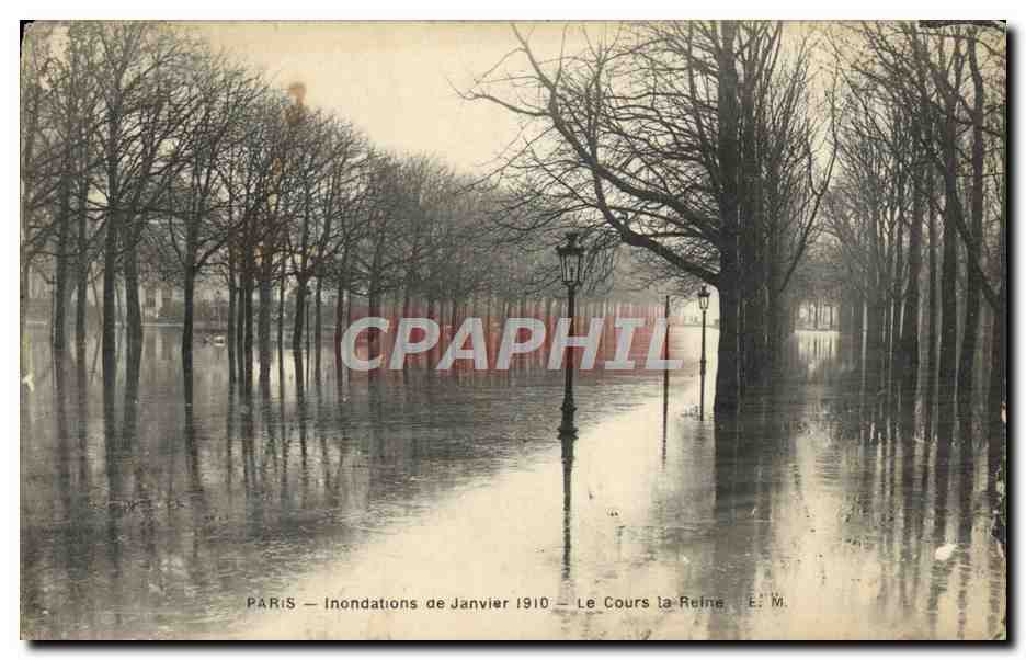 CPA Paris Inondations De Janvier 1910 Le Cours La Reine