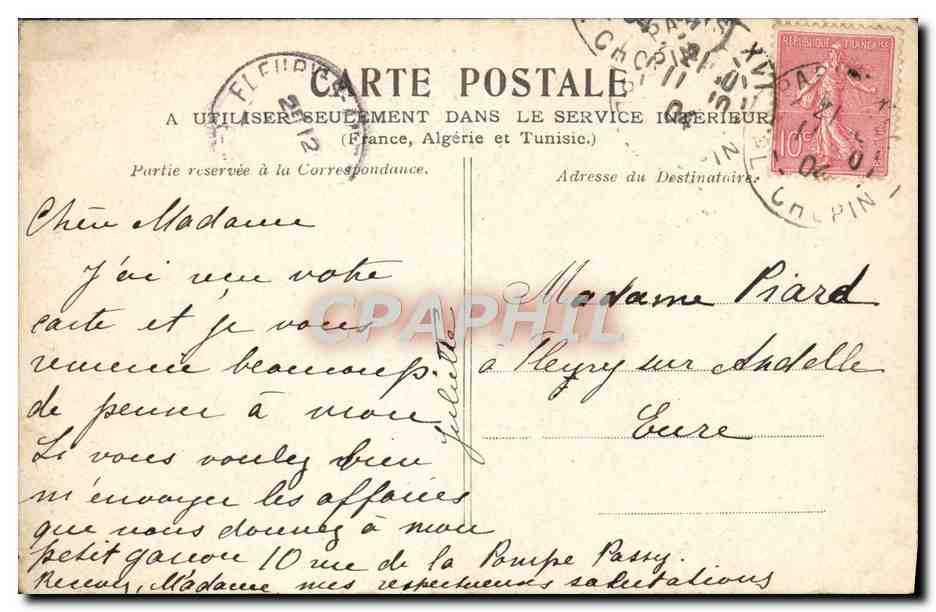 CPA Paris Boulevard Bonne Nouvelle — Verso