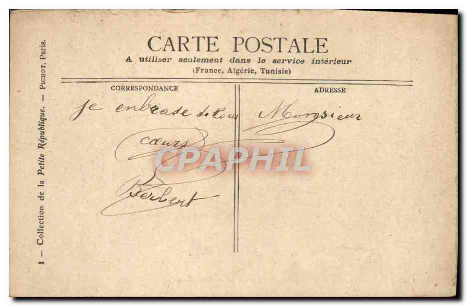 CPA Paris Le Palais Bourbon — Verso