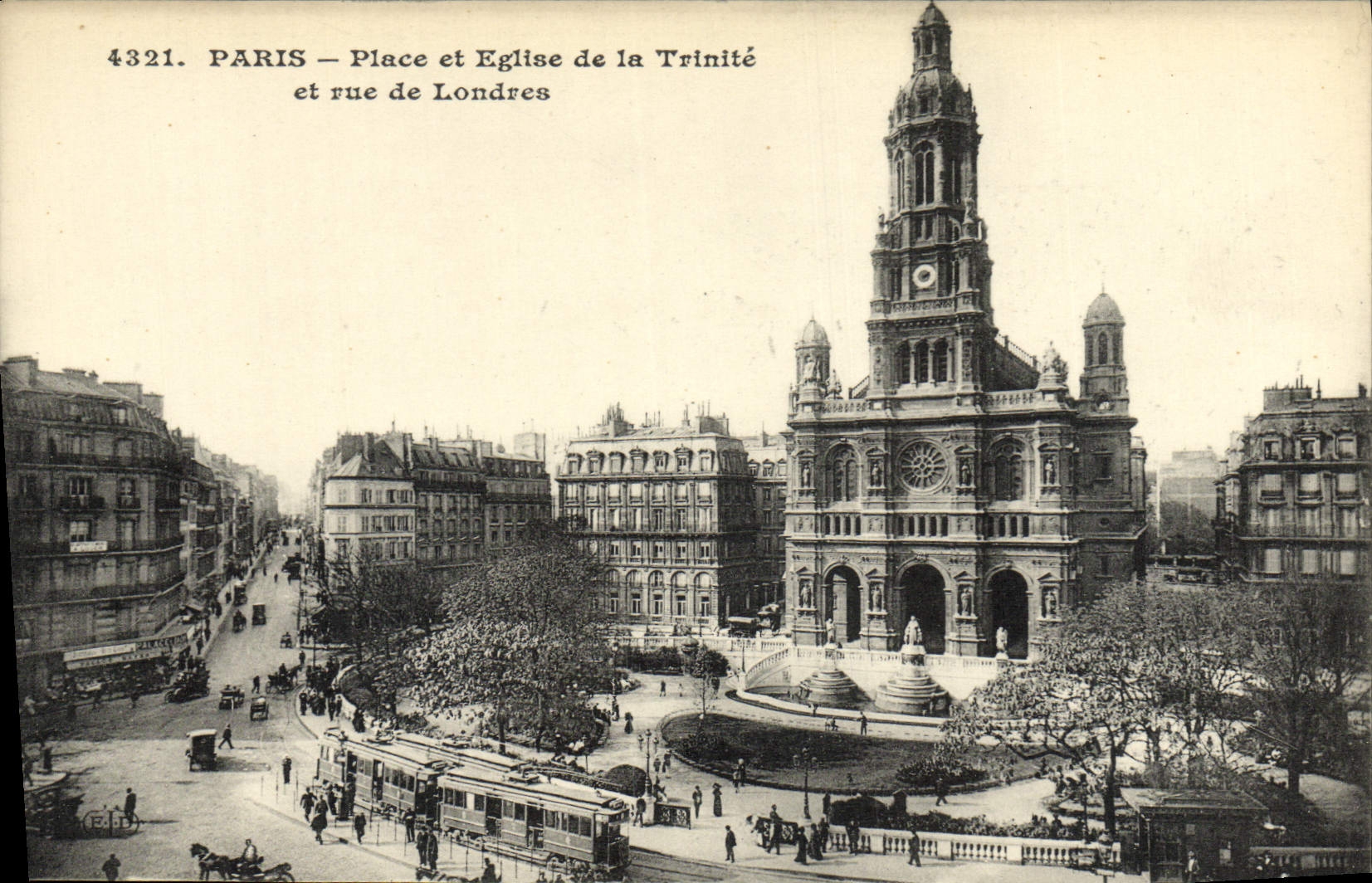 CPA Paris Place Et Eglise De La Trinite Et Rue De Londres