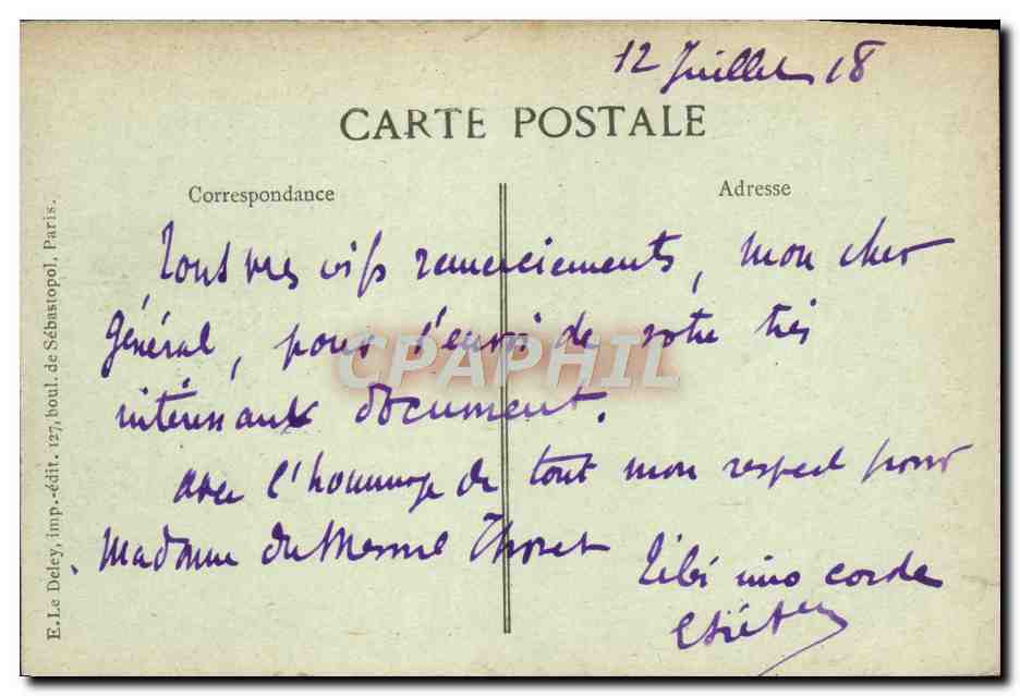CPA Fete De L'Independance Americaine A Paris Le 4 Juillet 1918 Devant la statue de Washington  — Rückseite