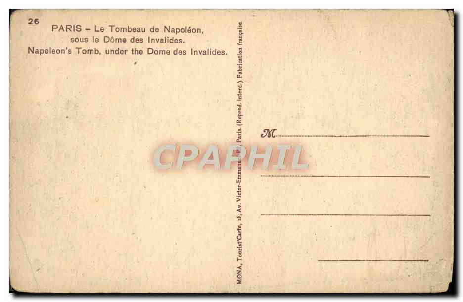 CPA Paris Le Tombeau De Napoleon Sous Le Dome Des Invalides — Verso
