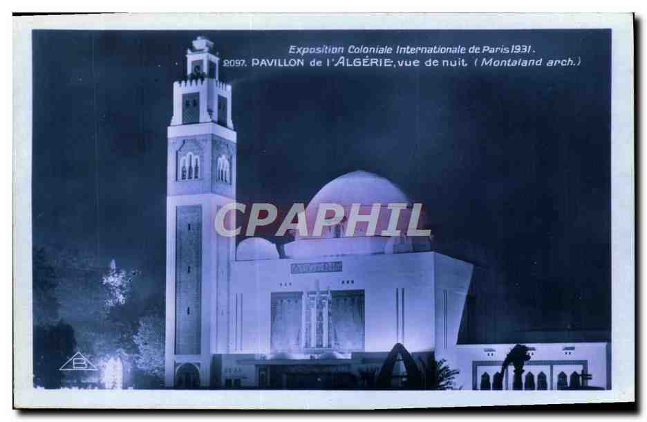 Pavillon de l'Algérie — vue de nuit à l'Exposition Coloniale Internationale de Paris 1931 — Montaland architecte — n° 2097