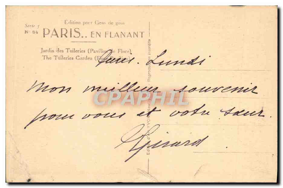 CPA Paris En Flanant Jardin Des Tuileries — Rückseite