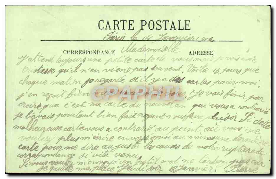 CPA Paris La Fontaine De Carpeaux — Verso