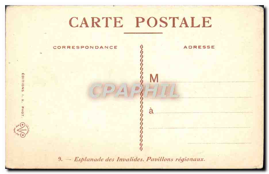 CPA Paris Esplanade des Invalides Pavillons regionaux  — Rückseite