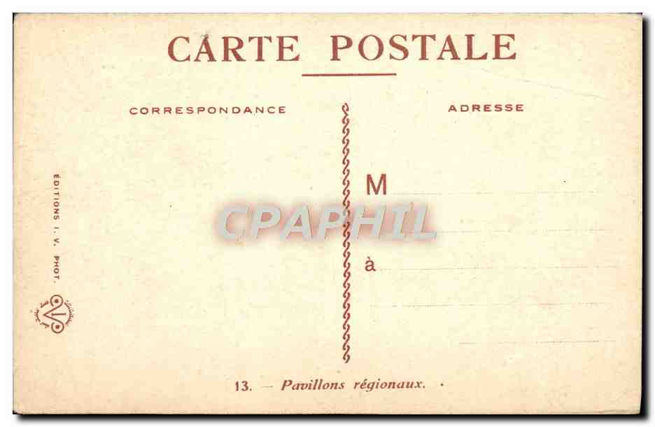 CPA Pavillons Regionaux Paris Exposition des Arts decoratifs — Rückseite