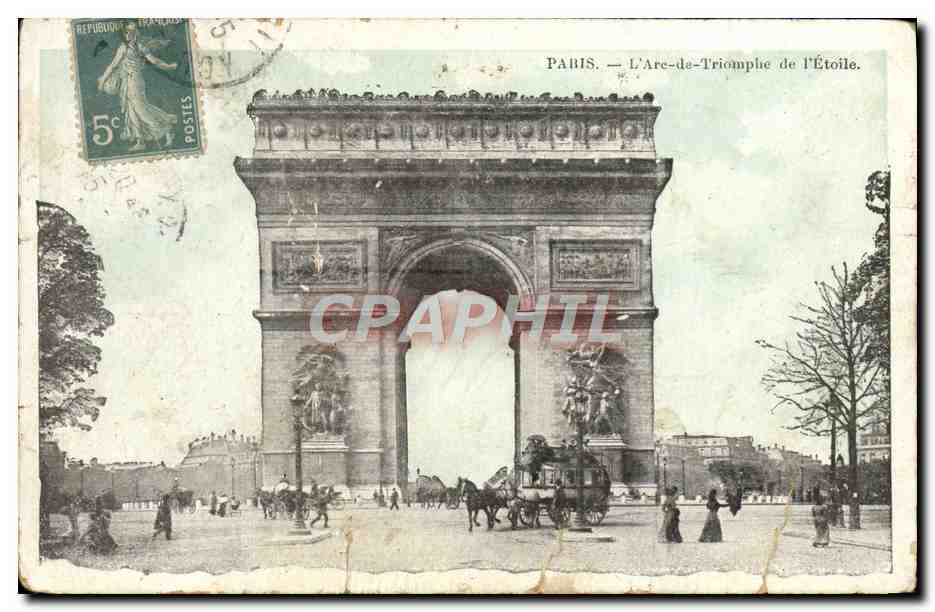 Antike Ansichtskarte Paris Der Triumphbogen De l'Etoile