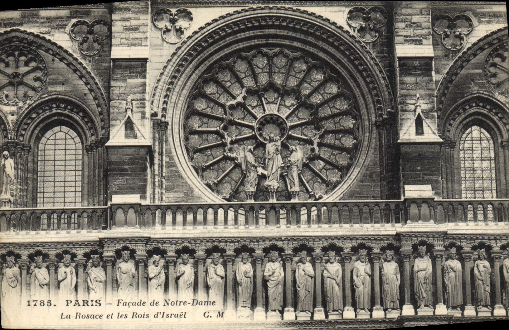 CPA Paris Facade Notre Dame La Rosace Et Les Rois d'Israel