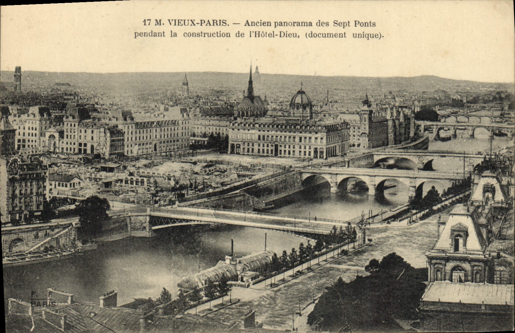 CPA Vieux Paris Ancien Panorama Des Sept Ponts 