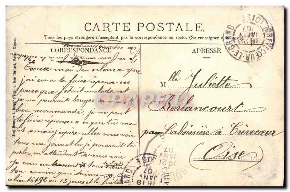 CPA Hopital Militaire St Martin Pavillon Des Fievreux Militaria — Rückseite