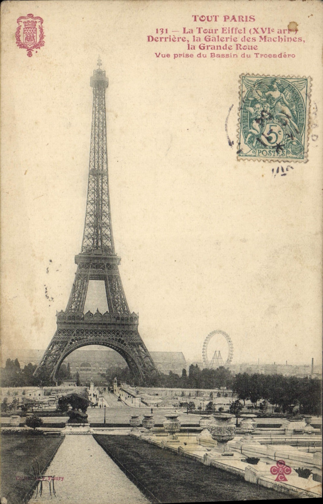 CPA Tout Paris La Tour Eiffel Derriere La Galerie Des Machines La Grande Roue