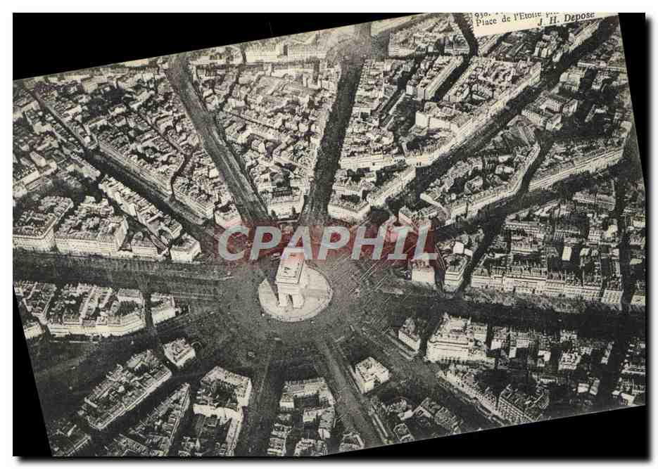 CPA Paris Panorama de la place de l'Etoile pris en ballon
