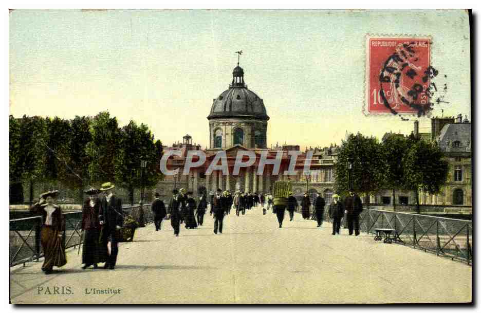 CPA Paris L'Institut (carte toilee)