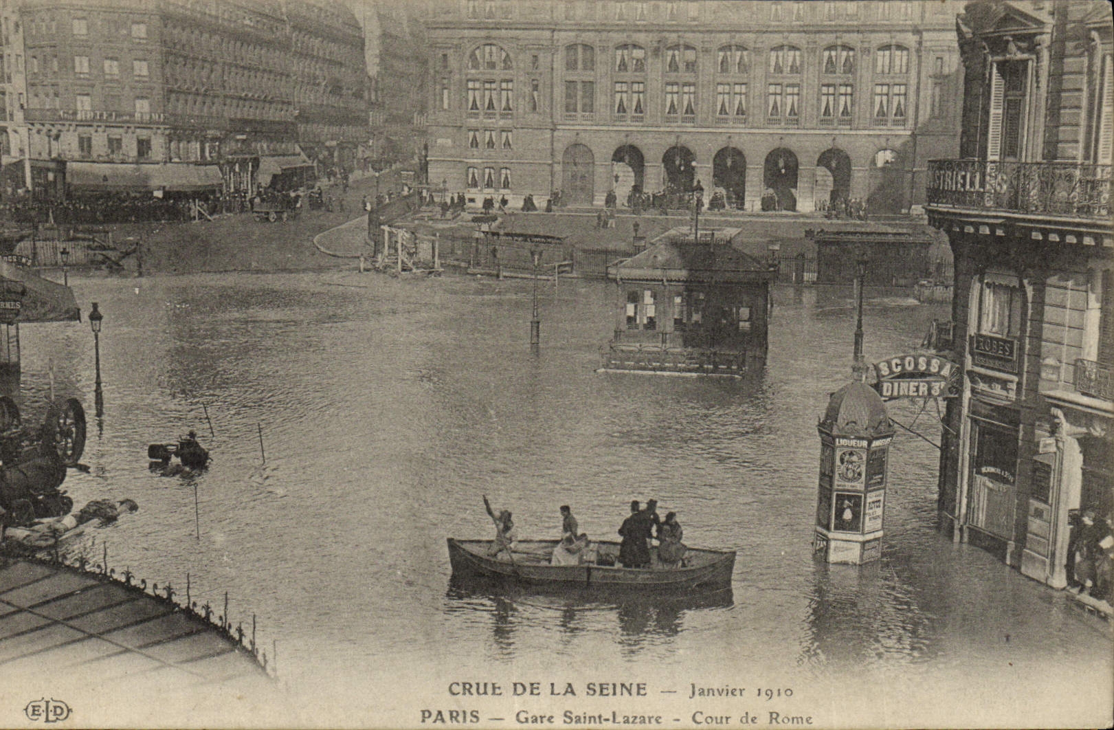 CPA Crue De La Seine Paris Gare Saint Larare Cour De Rome 