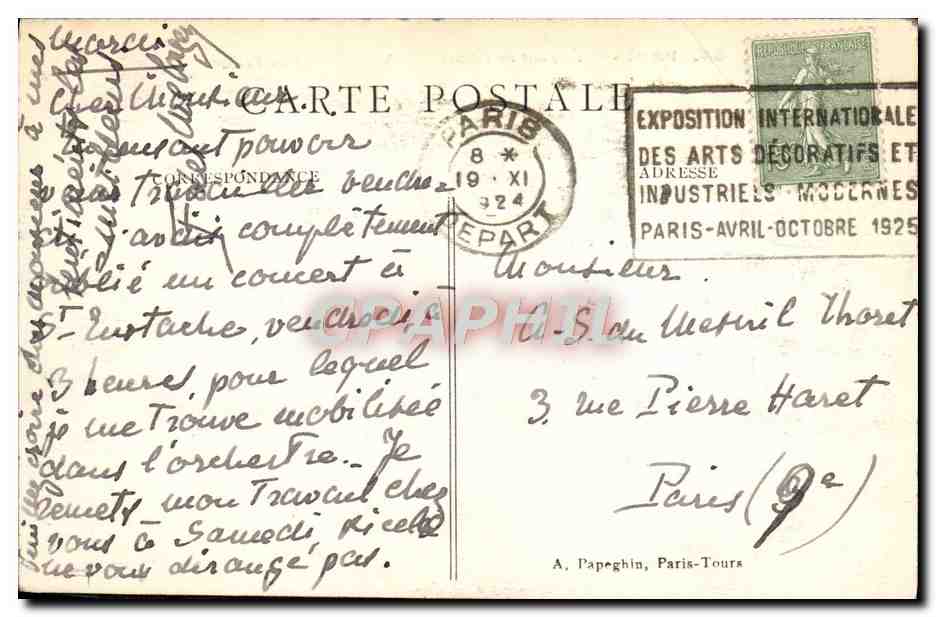 CPA Paris Le Pont De l'alma — Verso