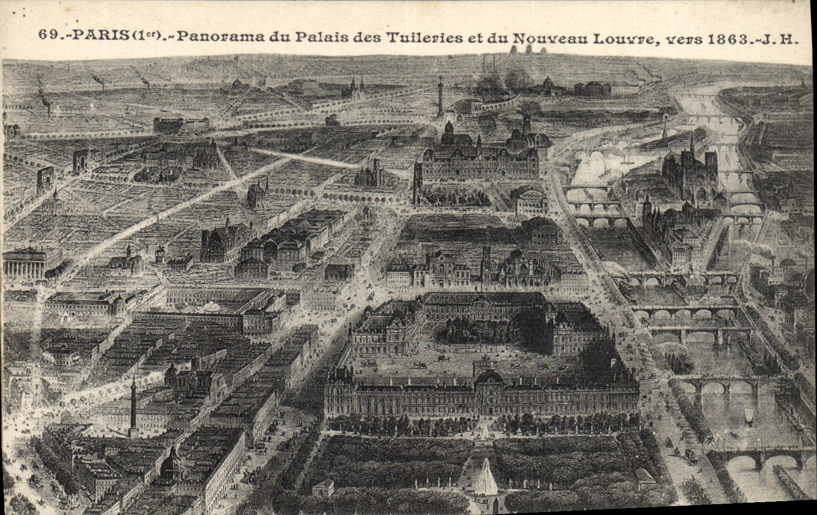 CPA Paris Panorama Du Palais Des Tuileries Et Du Nouveau Louvre Vers 1863