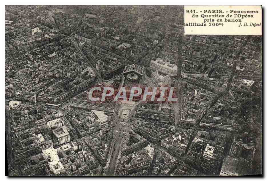 CPA Paris Panorama Du Quartier de l'opera Pris En Ballon