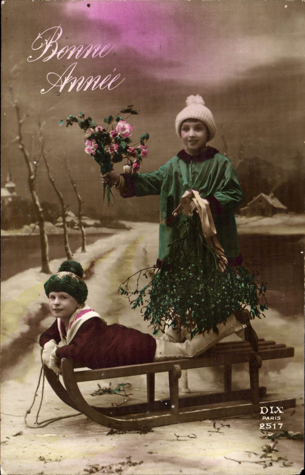 CPA Fantaisie Enfants Luge