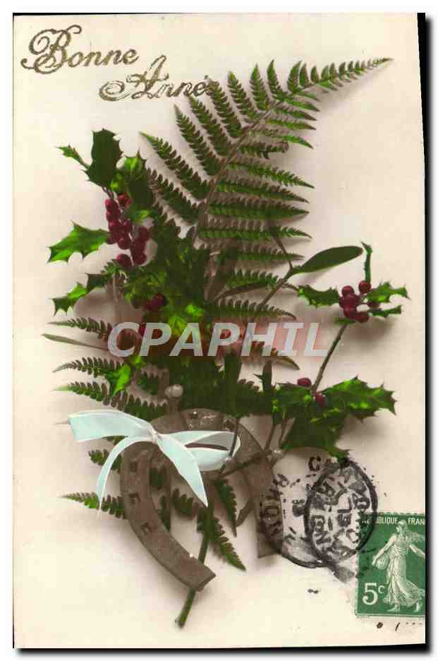 CPA Fantaisie Fleurs Fer a cheval