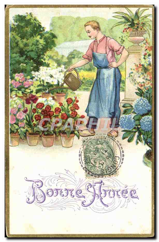 CPA Fantaisie Fleurs Jardinier