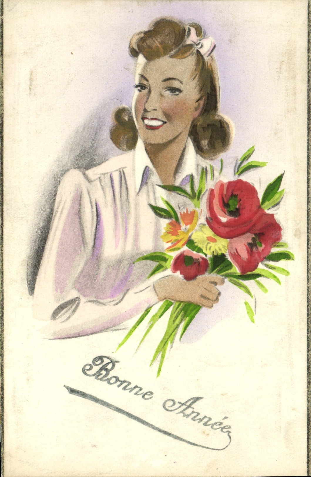 CPA Fantaisie Femme Fleurs